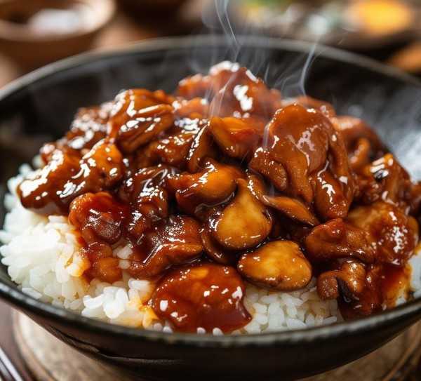 香菇卤肉饭，视觉味蕾的双重盛宴,香菇卤肉饭，美味佳肴，视觉与味觉的双重盛宴,健康,第1张