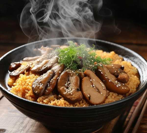 香菇肉片盖饭，视觉味蕾的双重享受,香菇肉片盖饭，美味佳肴，视觉与味觉的双重盛宴,口感,香菇,第1张